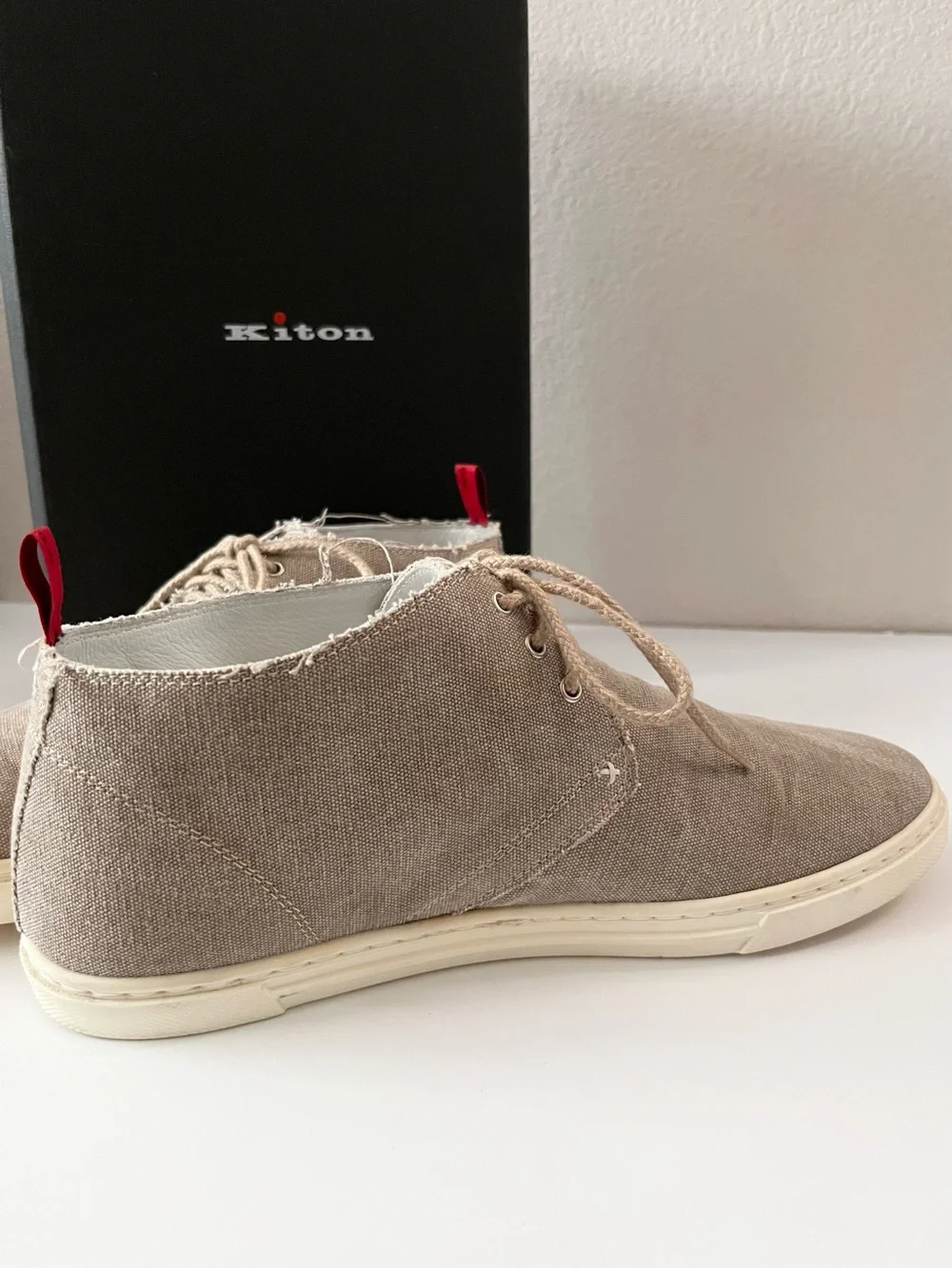 Kiton linen lace up chukka sneakers